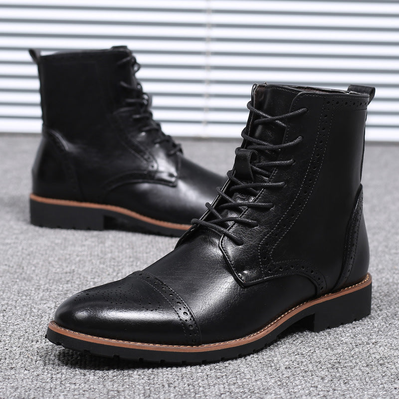 Men’s Fashion Brogue Martin Boots – Classic Casual Footwear