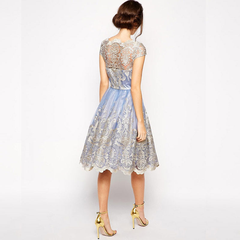 Amazon Europe Women's Embroidered Mesh Dress with Floral Hollow Detail USA