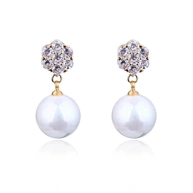 Elegant 925 Silver Pearl Drop Earrings – Korean-Inspired Fashion Jewelry