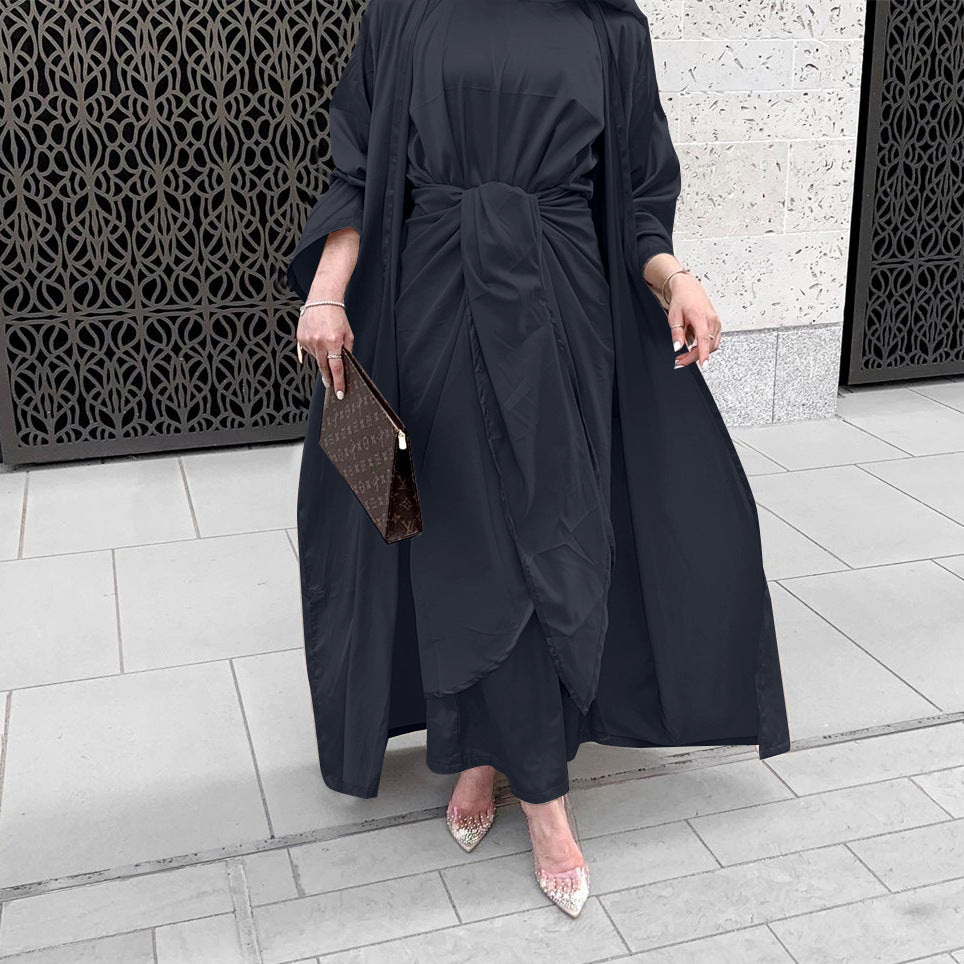 Three-Piece Satin Gown Dress for Women – Elegant Formal Evening Party Dress