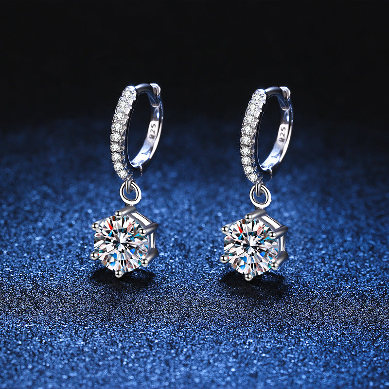 S925 Silver Earrings with Moissanite in Classic Design