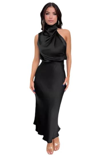Women’s Solid Color Satin Maxi Dress – Elegant Flowing Evening & Formal Dress, S–5XL