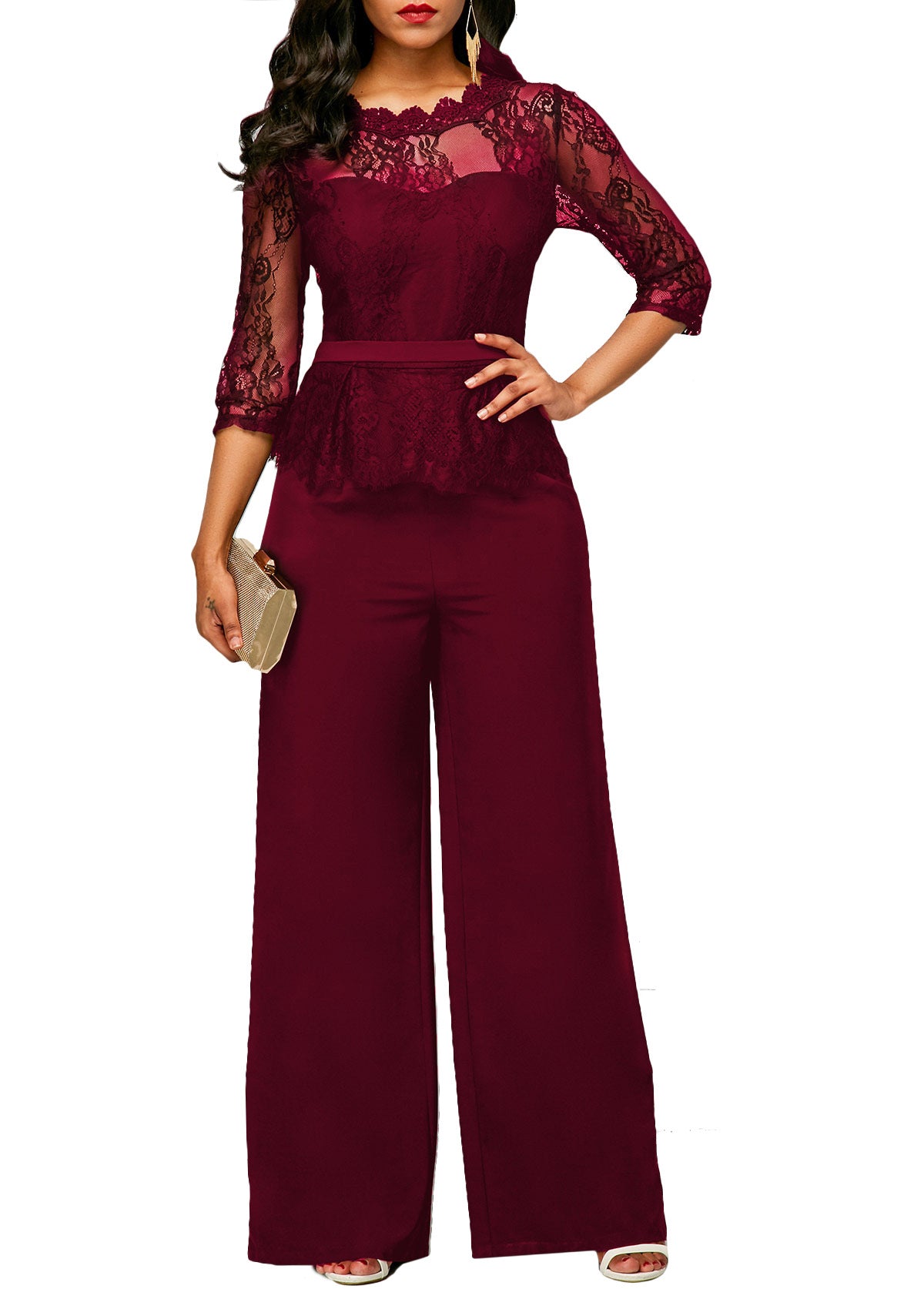 Summer Lace Jumpsuit for Women – High Waist Wide Leg Romper