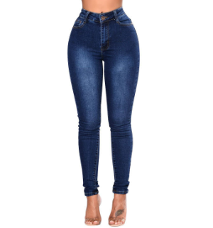 Women’s High-Rise Skinny Fit Stacked Jeans – Solid Color Pencil Denim, S–XXL