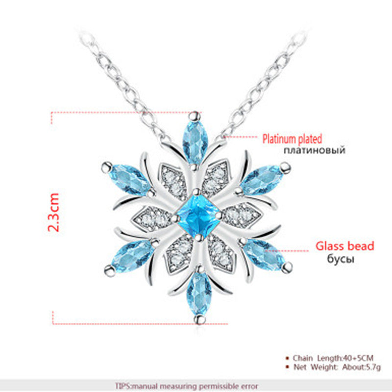 Platinum Water Blue Snowflake Earrings for Women – Elegant Sparkling Jewelry