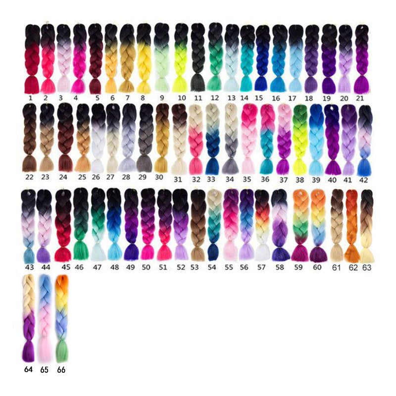 Jumbo Braided Wig for Women – Black Gradient High-Heat Synthetic Braids, 64 Colors