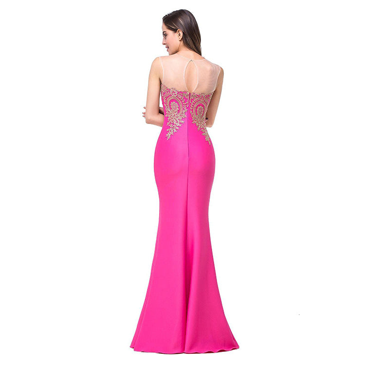 Amazon Europe Evening Dress with Sheer Back and Mermaid Hem for Women USA