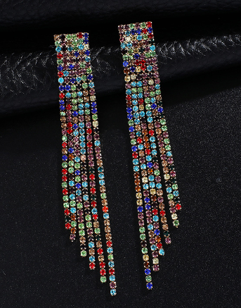 Vintage Rhinestone Tassel Earrings for Women – Sparkling Long Dangle Jewelry
