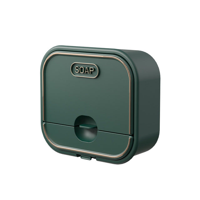 Wall-Mounted Soap Box – Multifunctional Drain Soap Dish with Flip-Top Design