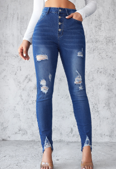 Women’s High-Rise Cropped Jeans – Cotton Slim-Fit Blue Denim Pants, S–2XL