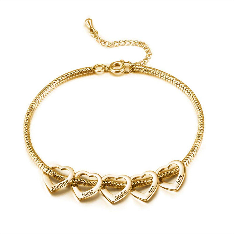 Personalized Adjustable Stainless Steel Heart Anklet