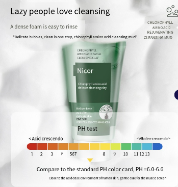 Nicor Chlorophyll Amino Acid Cleansing Foam – Gentle Hydrating & Oil Balancing Facial Cleanser for All Skin Types