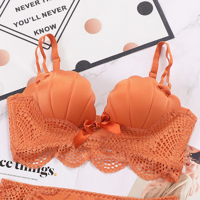 Women’s Lace Trim Shell Cup Bra – Supportive Palm Cup Shaping Lingerie