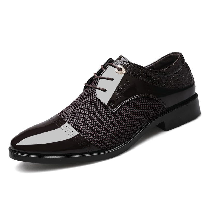 Men’s Shiny Pointed-Toe Dress Shoes – Elegant Formal Footwear