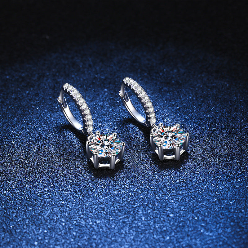 S925 Silver Earrings with Moissanite in Classic Design