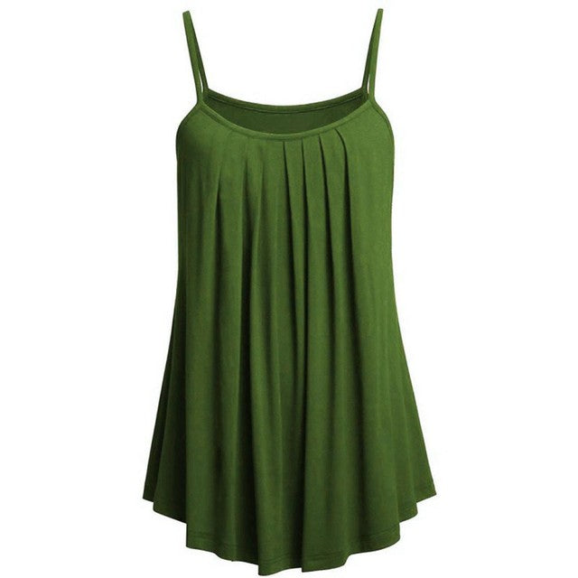 Women’s Chiffon Pleated Tank Top – Elegant Sleeveless Summer Blouse