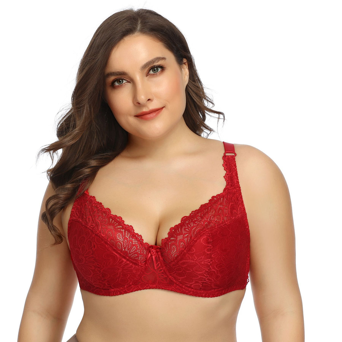 New Plus Size Lace Underwire Bra for Women – Supportive Full Coverage Lingerie