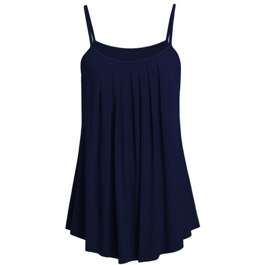 Women’s Chiffon Pleated Tank Top – Elegant Sleeveless Summer Blouse
