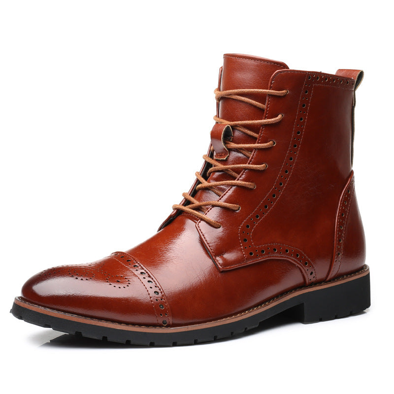 Men’s Fashion Brogue Martin Boots – Classic Casual Footwear