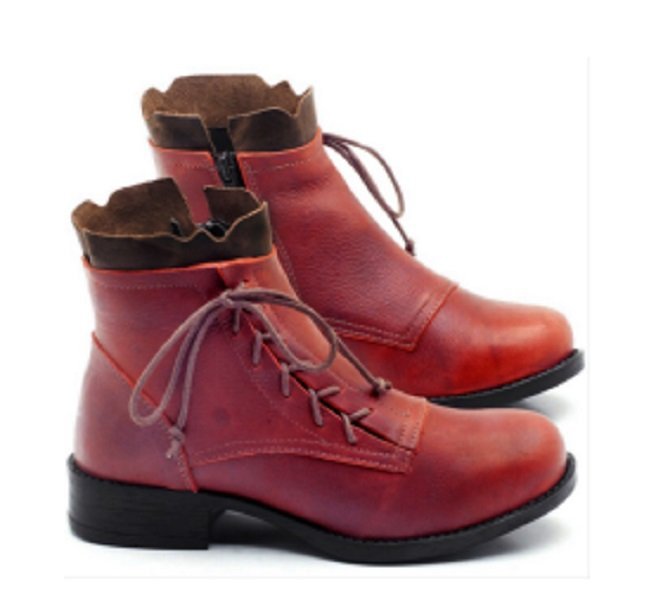 Vintage Lace Low Heel Boots
