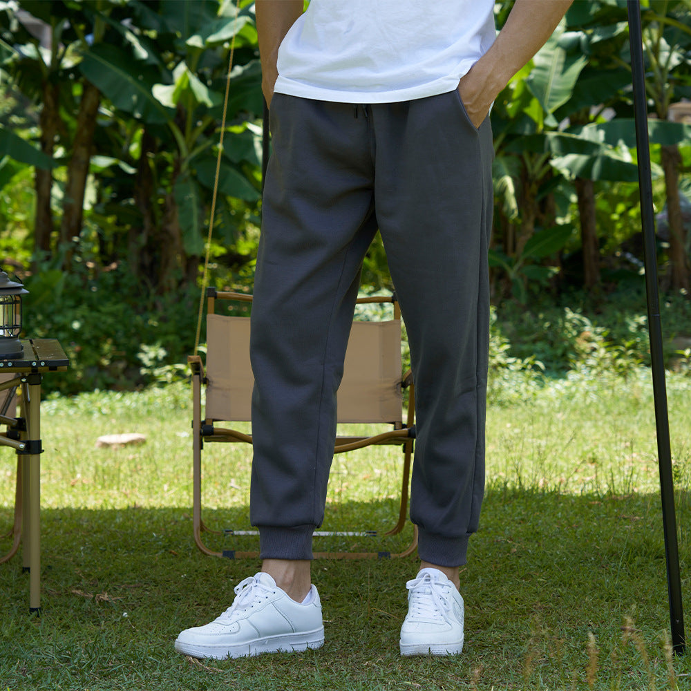 Men’s Drawstring Fleece Pants – Solid Color Casual Winter Trousers
