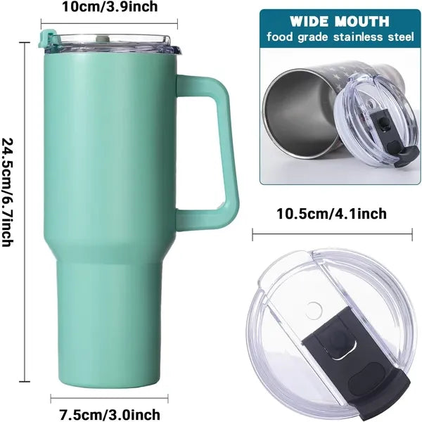 40oz Stainless Steel Tumbler – Vacuum Insulated Travel Mug with Straw & Handle