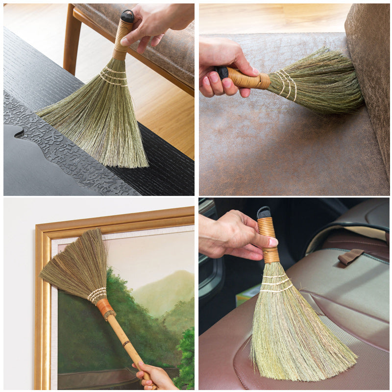 Bamboo Soft-Bristle Broom – Hardwood Floor Hair & Debris Sweeper