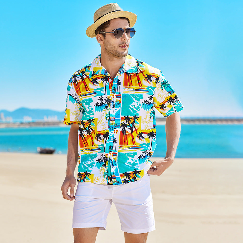 Men’s Vintage Hawaiian Shirt – Breathable Loose Fit Tropical Beach Shirt, S–5XL