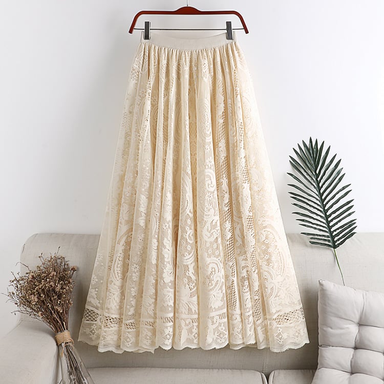 Lace Skirt – Elegant Embroidered Umbrella Skirt for Women