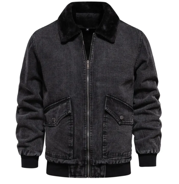 Men’s Fleece-Lined Denim Jacket – Warm Winter Outerwear – USA