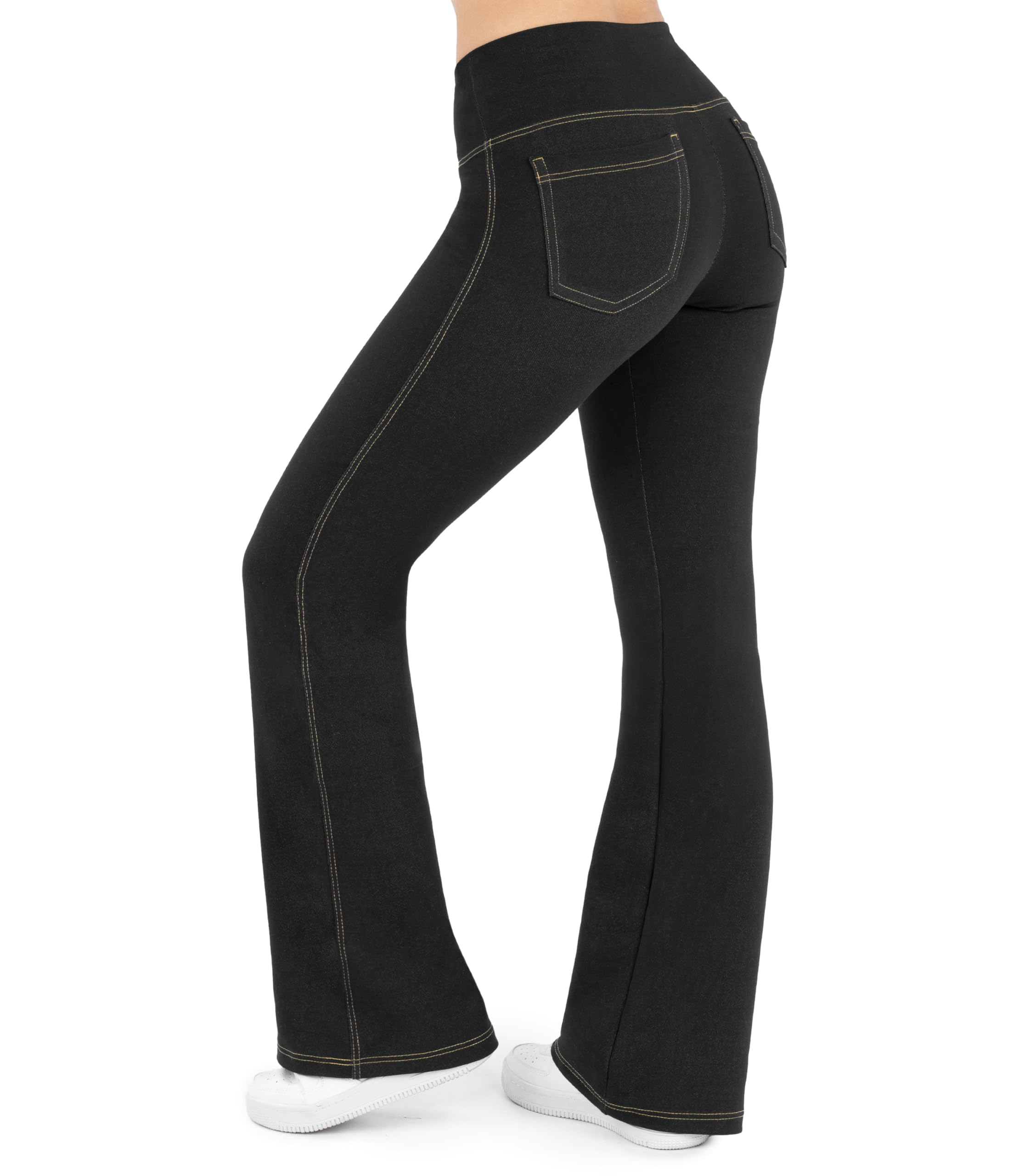 Nirlon Crossover Bootcut Jeggings for Women – Tummy Control Flare Leggings