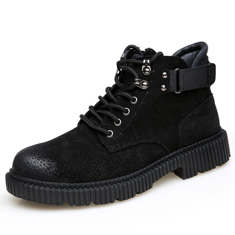 Men’s High-Top Leather Short Boots – Classic Casual Footwear