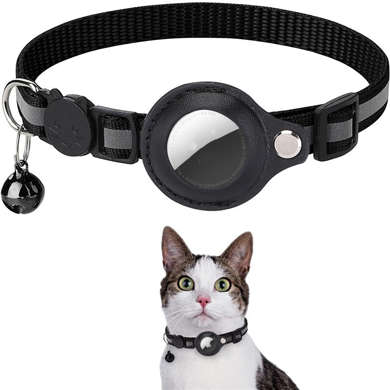 Reflective Breakaway Cat AirTag Collar – Waterproof Tracker Holder with Bell
