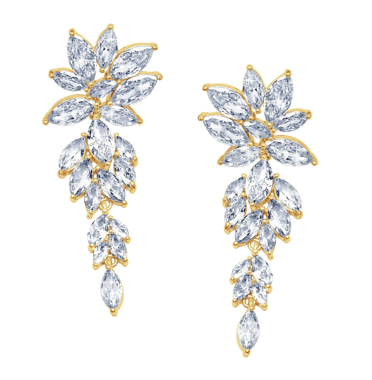 DIAMANTIO Marquise CZ Dangle Earrings – 18K Gold Plated Bridal Statement Earrings