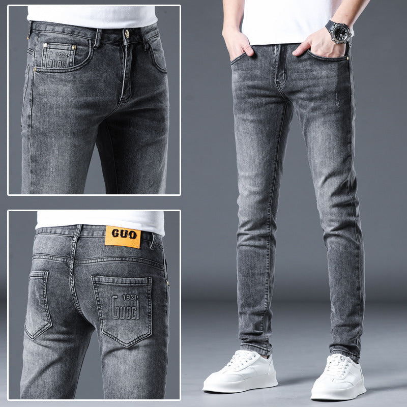 Men’s Stylish Loose Fit Straight Leg Jeans – Cotton-Lyocell Stretch Washed Denim in Grey, Soot & Light Blue, Sizes 28–38