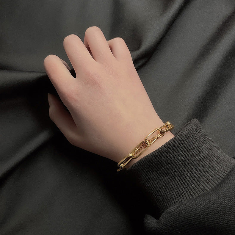 Women’s Double Layer Thick Chain Bracelet – Bold Layered Statement Jewelry
