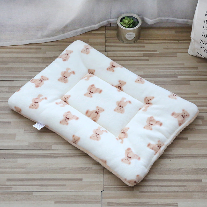 Thick Plush Pet Bed & Blanket – Warm Padded Cushion for Cats & Dogs