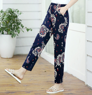 Women’s Loose High-Waist Casual Pants – Lightweight Cropped Straight-Leg Harem Trousers, XL–5XL