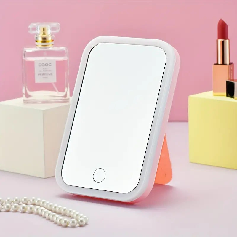 LED Touch Screen Makeup Mirror - Portable Folding Design