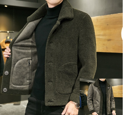 Men’s Wool Coat with Button Closure – Reversible Jacket