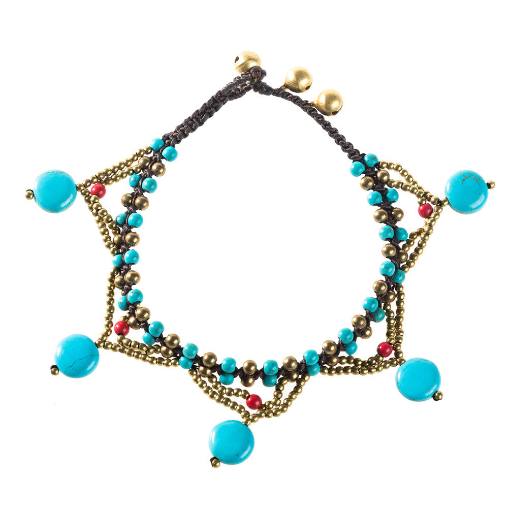 Five-Star Multicolor Turquoise Bell Anklet
