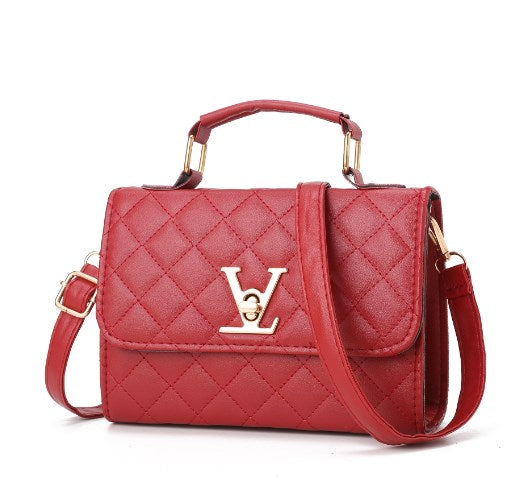 Fashionable Embroidered Shoulder Crossbody Bag for Women – Elegant PU Handbag with Thread Detailing
