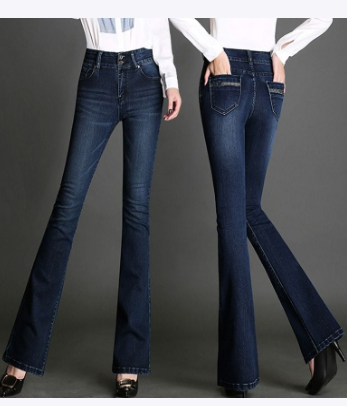Women’s High-Rise Stretch Slim Wide-Leg Jeans – Light Blue Cotton Denim, Sizes 26–32