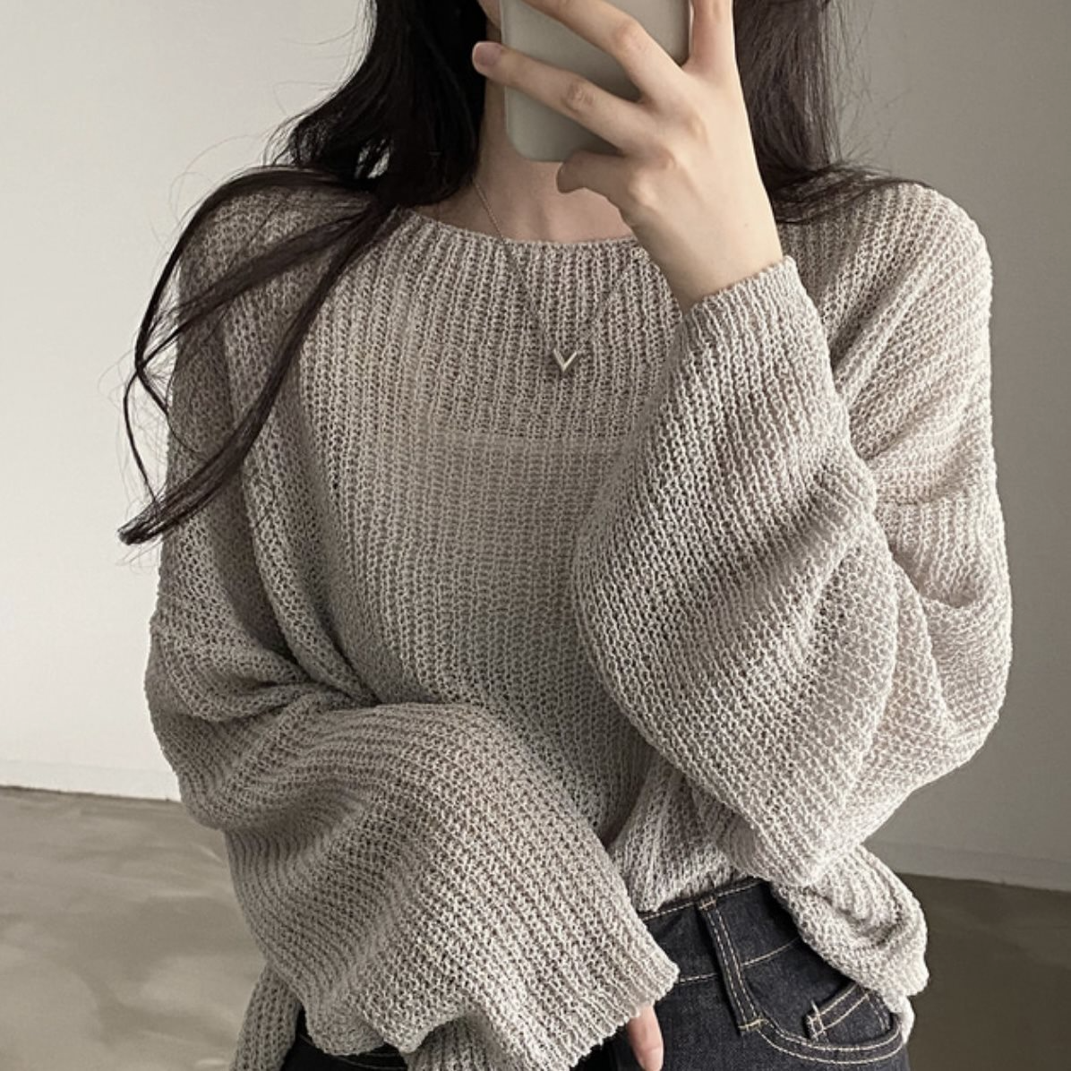 Women’s One-Size Knitwear Sweater – Soft Breathable Relaxed-Fit Cozy Pullover, 4 Colors