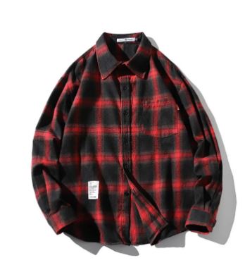 Unisex Checkered Long Sleeve Shirt – Casual Plaid Layering Shirt, M–5XL