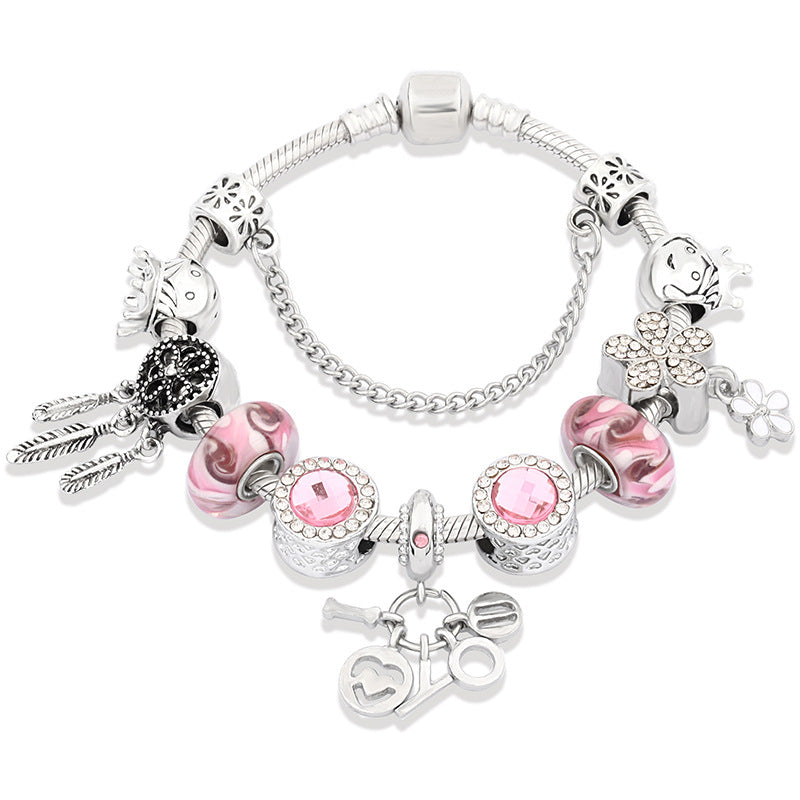 Women’s Romantic Glass Bead Bracelet – Vintage Crystal Beaded Wrist Jewelry