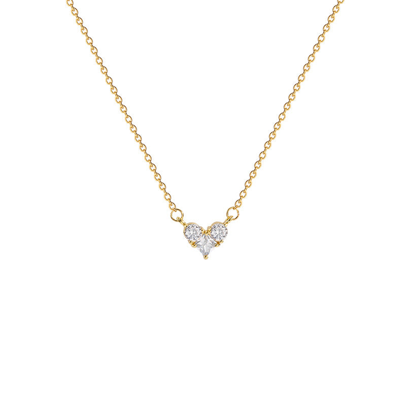 Gold Zircon Heart Necklace – Minimalist Titanium Steel Women’s Jewelry