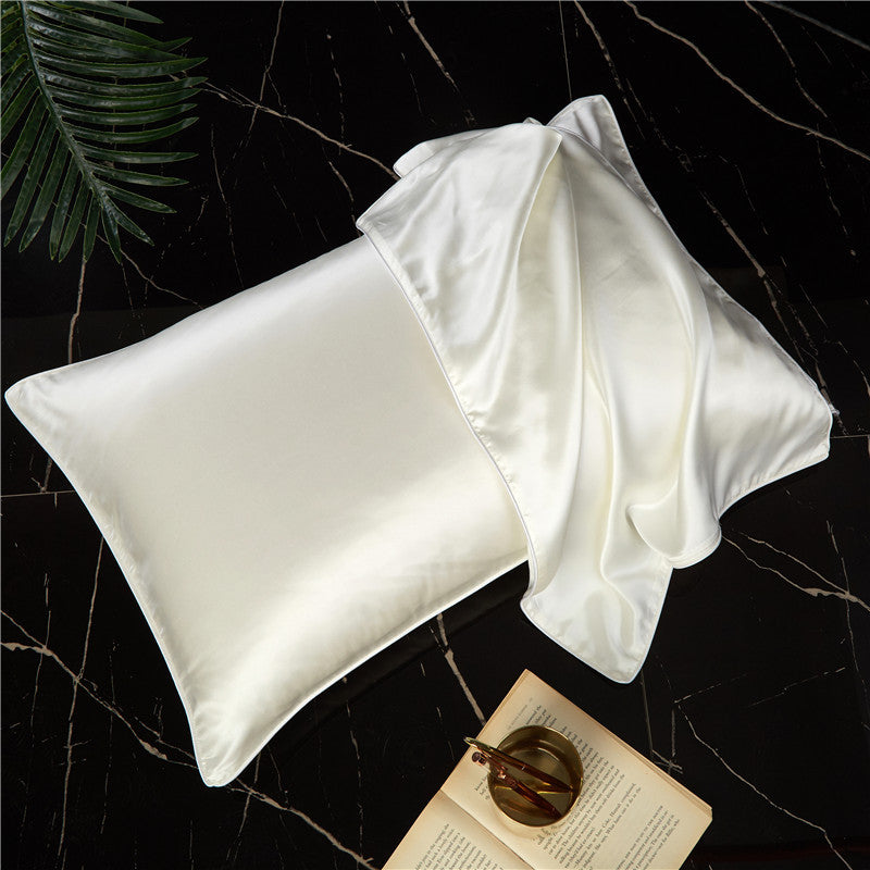 Single-Sided Solid Color Silk Satin Pillow Cover – Smooth Elegant Pillowcase