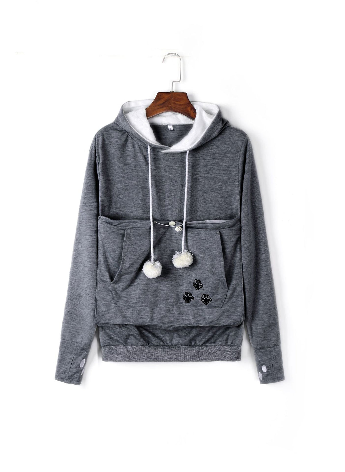 Women’s Cute Winter Pet Pocket Hoodie – Cozy Long Sleeve Kangaroo Carrier Sweatshirt, S–3XL