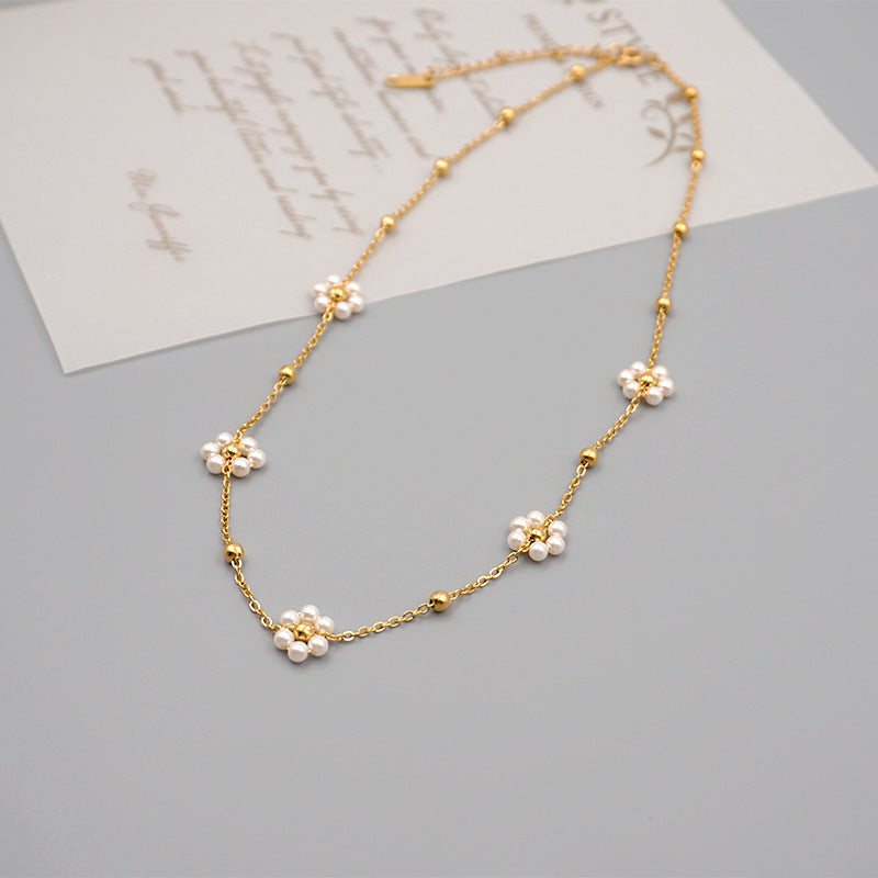 Titanium Steel Pearl Necklace for Women